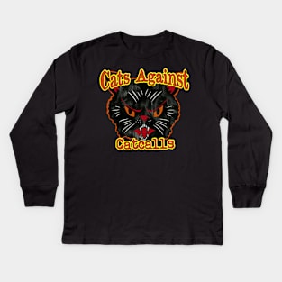 Vintage funny cats against catcalls cat lovers Kids Long Sleeve T-Shirt